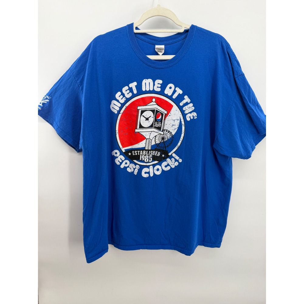 Vintage T-Shirt 2XL Blue Pepsi Clock NASH FM 97.3 Radio Promo Graphic Tee
